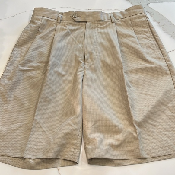 Daniel Cremieux Signature Collection Cream & Tan Dress Shorts. Sz. 32 Polyester - Picture 2 of 10